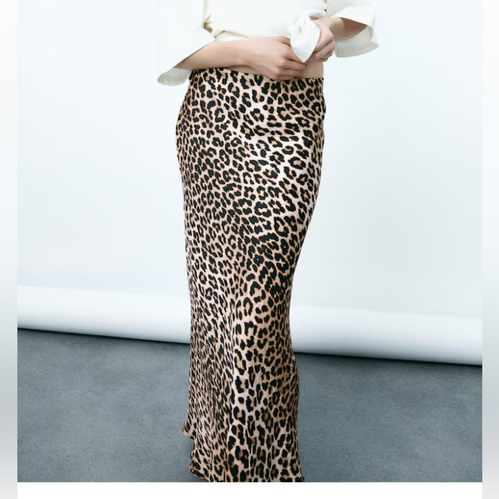 Leopard Satin Skirt